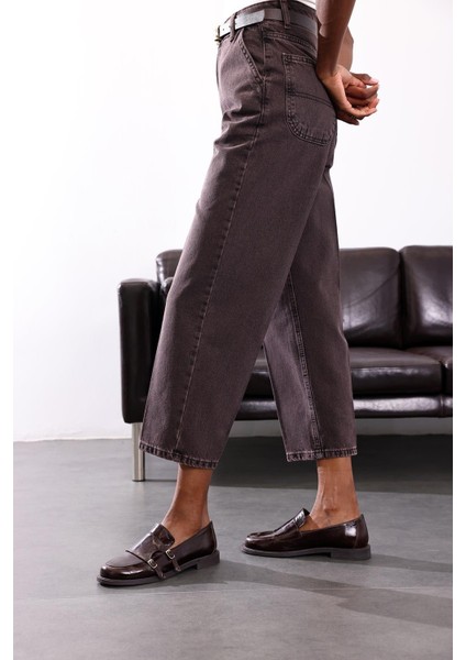 Acı Kahve Yüksek Bel Baggy Jean RM3004