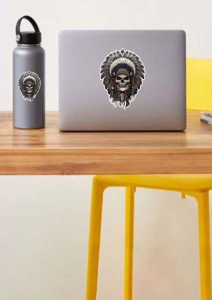 Kızılderili Kuru Kafa Sticker - Ölüler Günü - Kuru Kafa Sticker - Araba Oto Motosiklet Sticker 00014