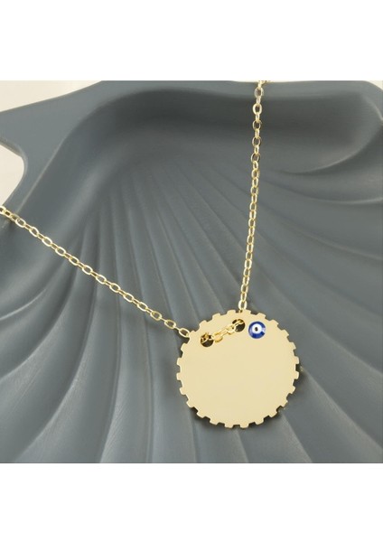 Lzrdwzrd Yuvarlak Isim Yazılabilir Boş Plaka Kolye-Sarı fiyatları