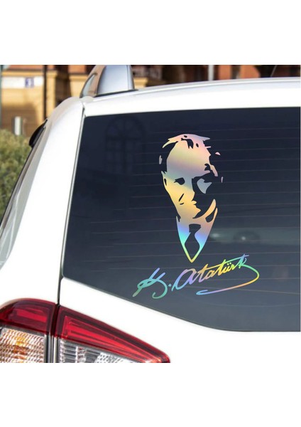 Hologramlı Janjanlı Atatürk ve Imza Sticker - Araba Oto Motosiklet Sticker 02527 modelleri