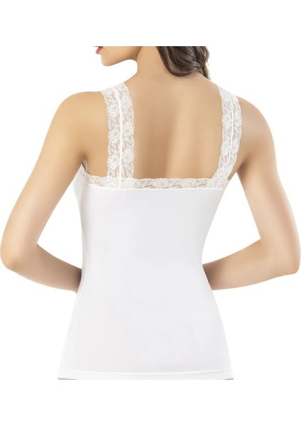 Kadın Dantel Detaylı Modal & Pamuklu Askılı Beyaz Atlet LL.K66.O06.001 fiyatları