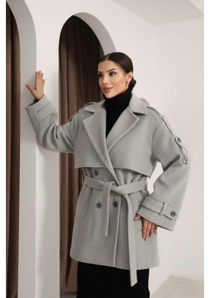 Oversize Gri Kısa Kaşe Kaban fiyatları