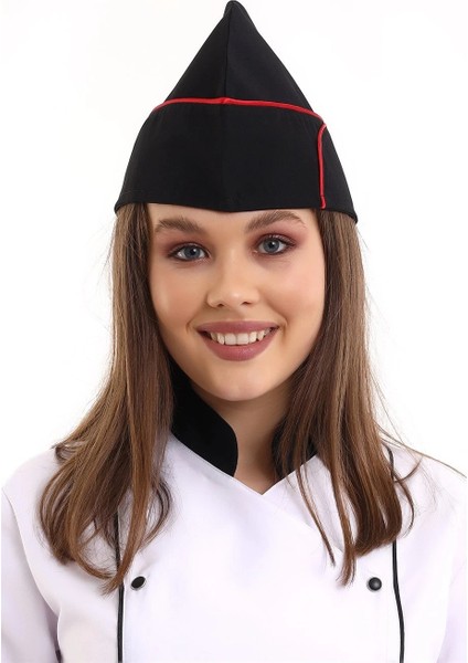 Aşçı Kayık Kep - Siyah Kırmızı Biye