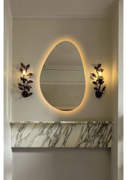 Premium Asimetrik LED Dekoratif Ayna - Banyo Aynası - Dresuar Aynası – Zarif Duvar Aynası