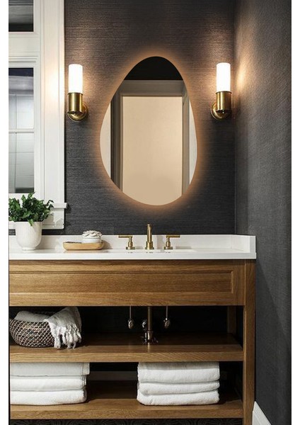 Premium Asimetrik LED Dekoratif Ayna - Banyo Aynası - Dresuar Aynası – Zarif Duvar Aynası fiyatları