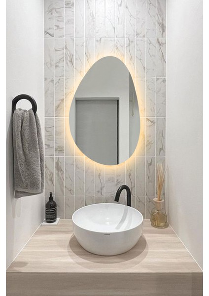 Premium Asimetrik LED Dekoratif Ayna - Banyo Aynası - Dresuar Aynası – Zarif Duvar Aynası indirimleri