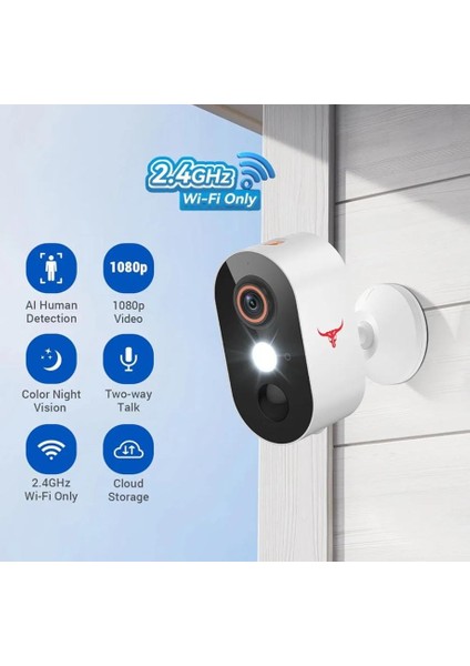 Hubflashy 1080P Açık Hava Güvenlik Kamerası , Kablosuz Gece Görüşlü Dış Cephe Güvenlik Kamerası