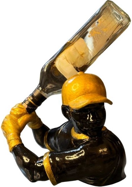 Beyzbol Temalı Şarap Standı – El Boyaması Dekoratif Şarap Tutucu ve Masa Üstü Obje