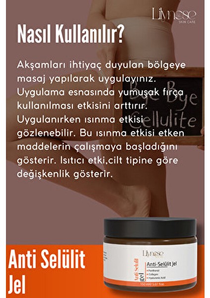 Anti Selülit Jel 150 ml Selülit Giderici Etkiyle Kadın ve Erkek Kullanımına Uygun