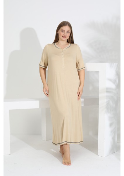 Kadın Bambu Kısa Kol Gecelik