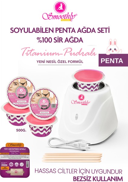 4 Parça Pudralı Soyulabilen Bikini Ağdası - Hassas Ciltler - Tüm Vücut El Ağdası (Penta) Seti