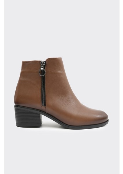 Hakiki Deri Kısa Topuklu Kadın Bot