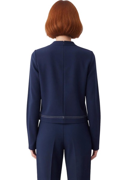 Kadın Dik Yaka Dikiş Detaylı Regular Kesim Örme Kaliteli Şık Rahat Modern Zarif Günlük fırsatları