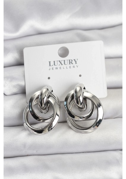 Bfs Gümüş Renk Halka Model Pirinç Kadın Küpe