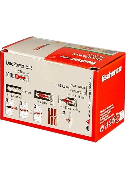 Duopower 5 x 25, Evrensel Dübel, Güçlü 2 Bileşenli Dübel, Beton, Tuğla, Taş, Alçı Karton Vb. Yerlere Sabitlemek Için Plastik Dübel, Vidasız, 100 Adet modelleri