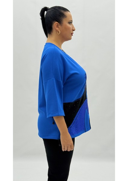 Büyük Beden Taşlı Kapri Kol Oversize Kadın Bluz indirimleri