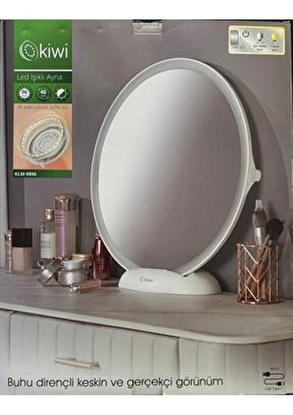 Kiwi KLM-9896 18 Inç Sis Önleyici LED Işıklı Ayna 13 cm Genişlikte Akıllı Fonksiyon fiyatları