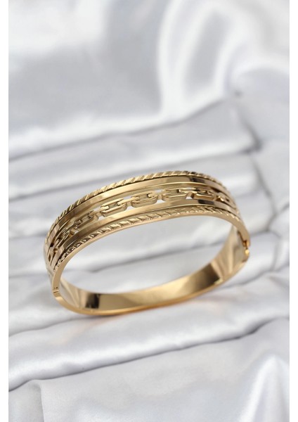 316L Çelik Gold Renk Vintage Model Kadın Kelepçe Bileklik - TJ-BB8071