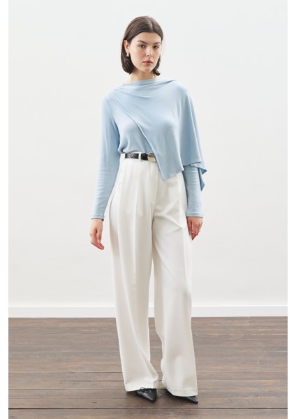 Şal Detaylı Dökümlü Bluz Mavi modelleri