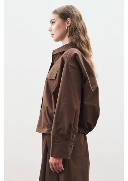 Dikiş Detaylı Bomber Gömlek Kahverengi indirimleri