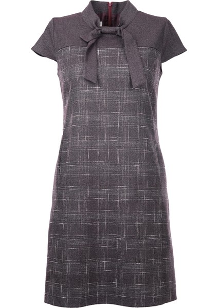 Kısa Kol Midi Günlük Elbise - Minimalist Vintage