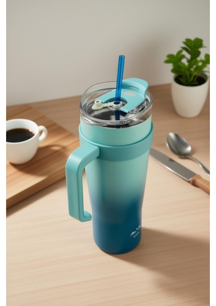 Horizon - Pipetli Termos Bardak Lacivert 1000ML