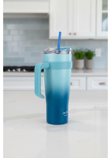 Horizon - Pipetli Termos Bardak Lacivert 1000ML fırsatları