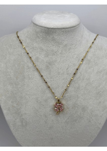 Pembe Yonca Yapraklı Gold Kolye fiyatları