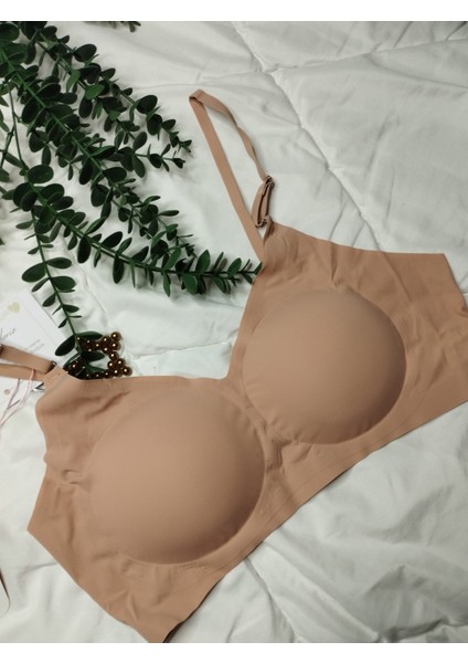 Koyu Ten Rengi Dikişsiz Toparlayıcı Balensiz Sütyen – Süngerli, Iz Yapmaz, Yumuşak Doku
