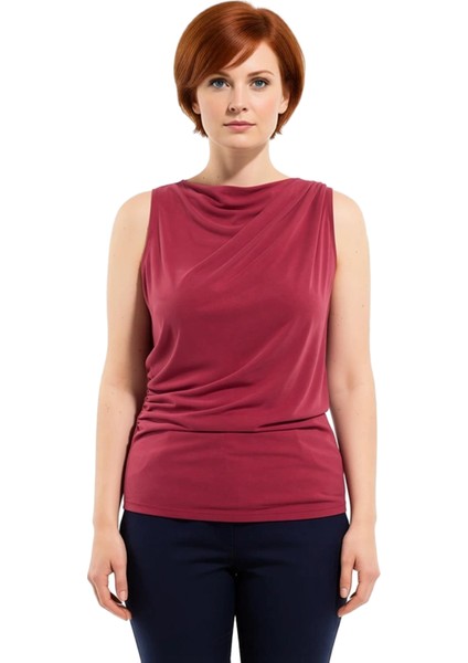 Kadın Degaje Yaka Dökümlü Detaylı Kolsuz Örme Bluz Kaliteli Şık Rahat Modern Zarif modelleri