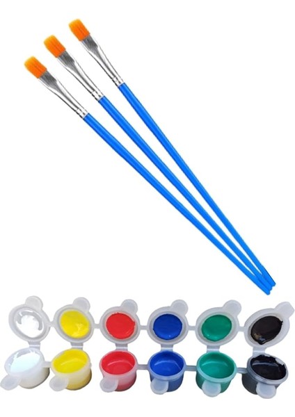 Doğal Seramik Hamuru 3 Adet Fırça Akrilik Boya. Çocuk Resim Seti Yağlı Boya, Guaj, Sulu Boya Fırçası Beyaz