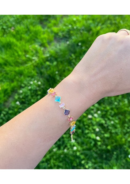 Zirkon Renkli Taşlı Gema Bileklik