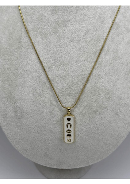 Şans Plakalı Gold Kolye