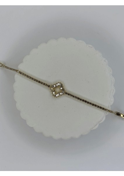 Büyük Taşlı Yaprak Detaylı Gold Bileklik fiyatları