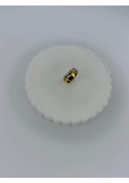 Çapraz Küçük Sıralı Taşlı Gold Yüzük fiyatları