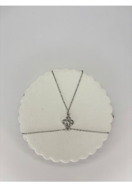 Ortası Büyük Kenarları Küçük Taşlı Çiçek Detaylı Silver Şahmeran fiyatları