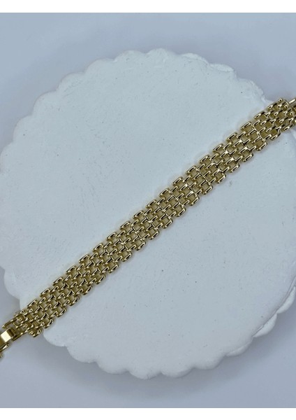 14 K Renginde Hasır Örgü Model Gold Bileklik