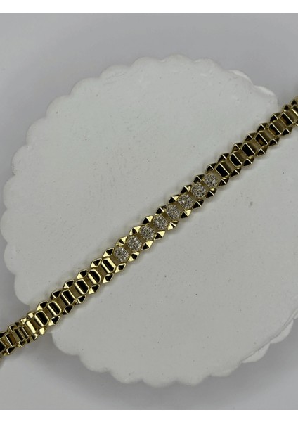 Çift Renkli Birbirine Geçmeli Taşlı Bileklik