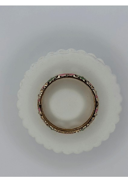 Pembe Yeşil ve Beyaz Renkli Çiçekli Gold Mineli Bilezik fiyatları