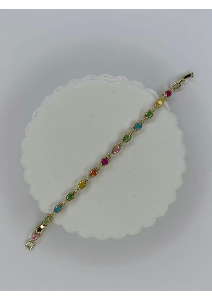 Renkli Sıra Taşlı Gold Bileklik fiyatları