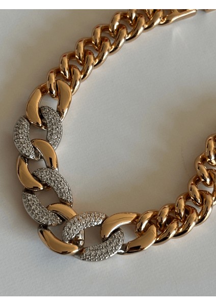 Gümüş ve Altın Örme Taşlı Rose Bileklik fiyatları