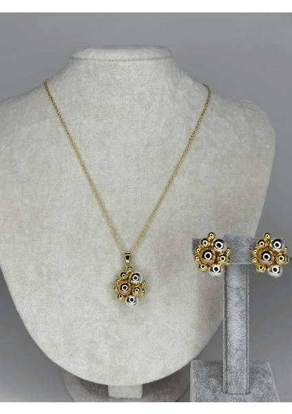 Üç Renkli Topçuk Şekilli Gold Set