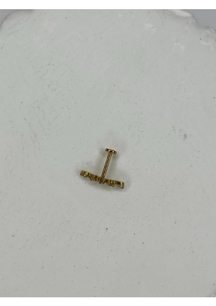 Taşlı Yaprak Detaylı Gold Piercing modelleri