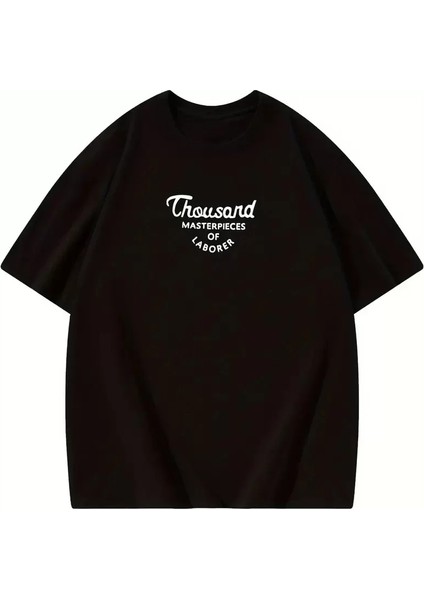 Thousand Ön Arka Baskılı Oversize Bisiklet Yaka T-Shirt - Siyah fiyatları