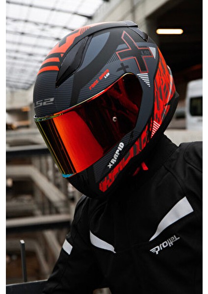 Rapid 2 Xtreet Mat Siyah-Kırmızı Kask Mikrometrik Bağlantı Kayışı ile 1300 Gr Polikarbonat fiyatları