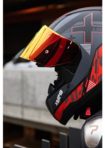 Rapid 2 Xtreet Mat Siyah-Kırmızı Kask Mikrometrik Bağlantı Kayışı ile 1300 Gr Polikarbonat