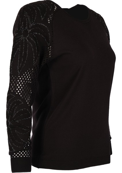 Minimalist Nakışlı Uzun Kol Kadın Kazak - Günlük & Özel Gün