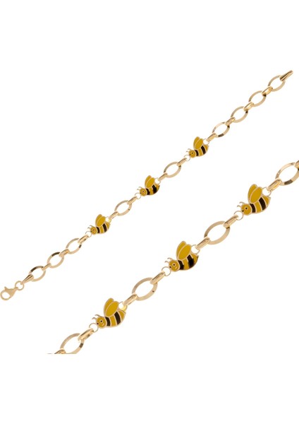 Arı Figürlü Çocuk Bileklik 14 Ayar Altın