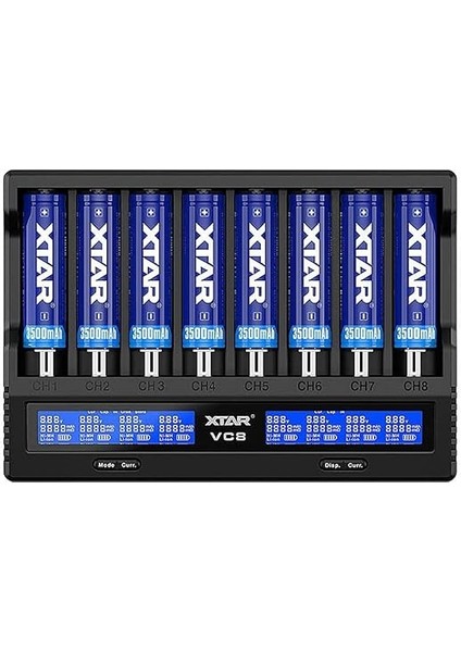 Işlemci Şarj Cihazı, 8 x Li-Ion ve Nimh Piller Için, 18650, Aa, Aaa Vs. Boyutlarında, Evrensel ve Hızlı, Model: Vc8 modelleri