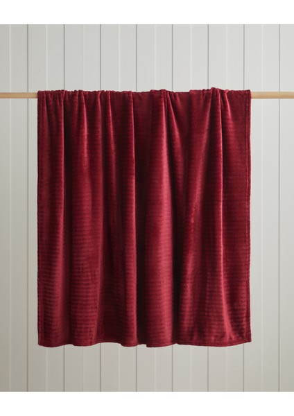 Shiny Lines Floşlu Supersoft Tek Kişilik Battaniye 150X200 cm Koyu Kırmızı fiyatları